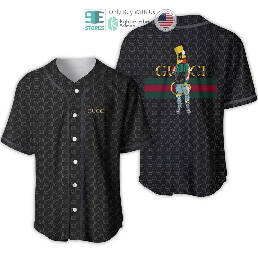 bart simpson gucci black pattern baseball jersey 1 83459