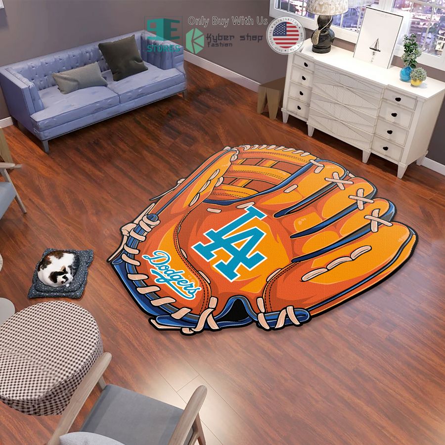baseball glove los angeles dodgers orange shaped rug 1 50168