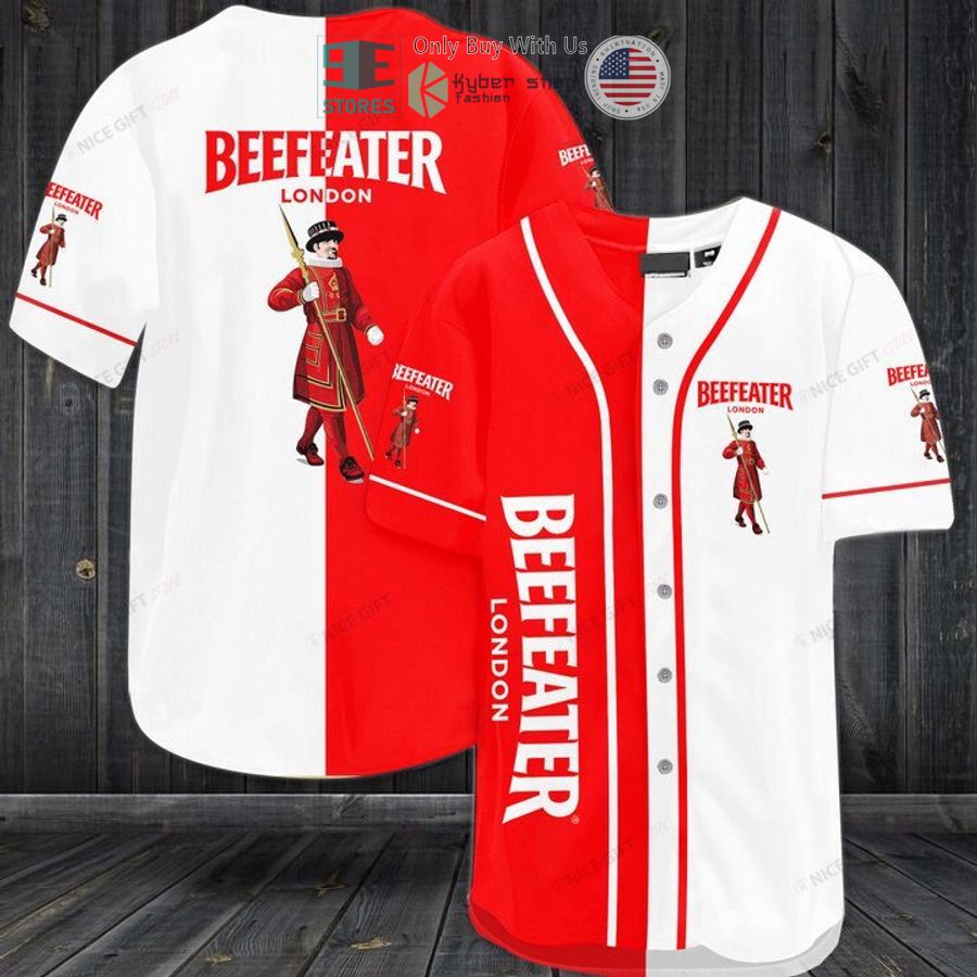beefeater london logo red white baseball jersey 1 69950