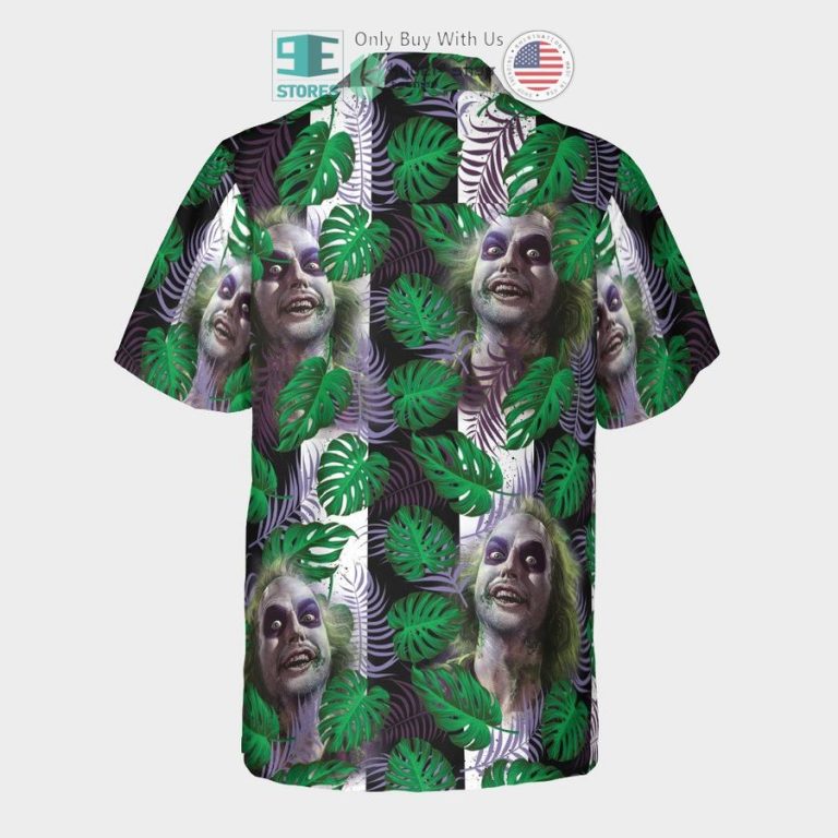 beetlejuice green tropical leaves hawaiian shirt 3 57905