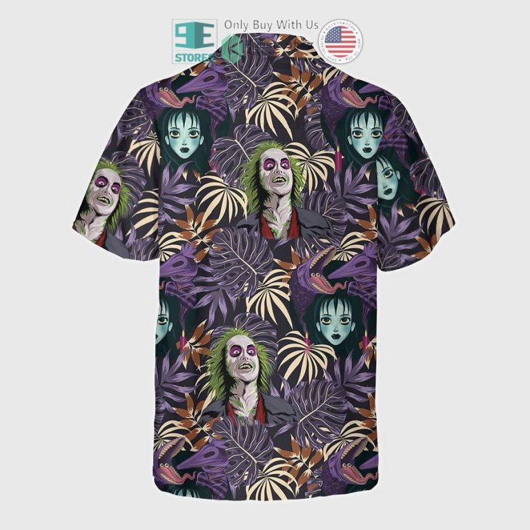 beetlejuice lydia deetz tropical leaves purple hawaiian shirt 3 31234