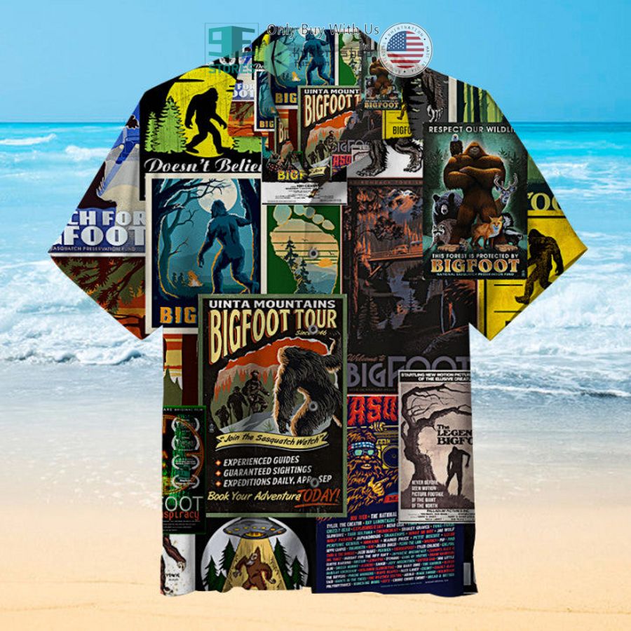 bigfoot poster collage hawaiian shirt 1 35507