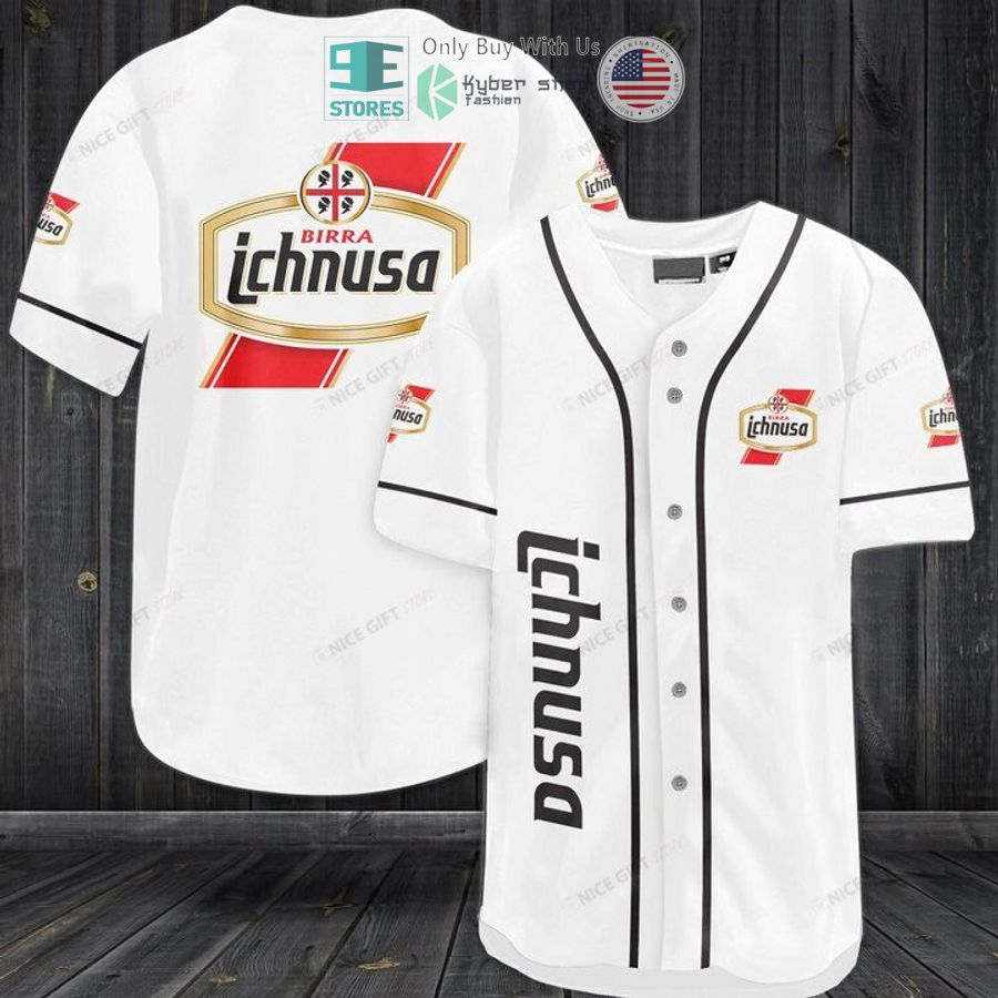 birra ichnusa logo white baseball jersey 1 94302
