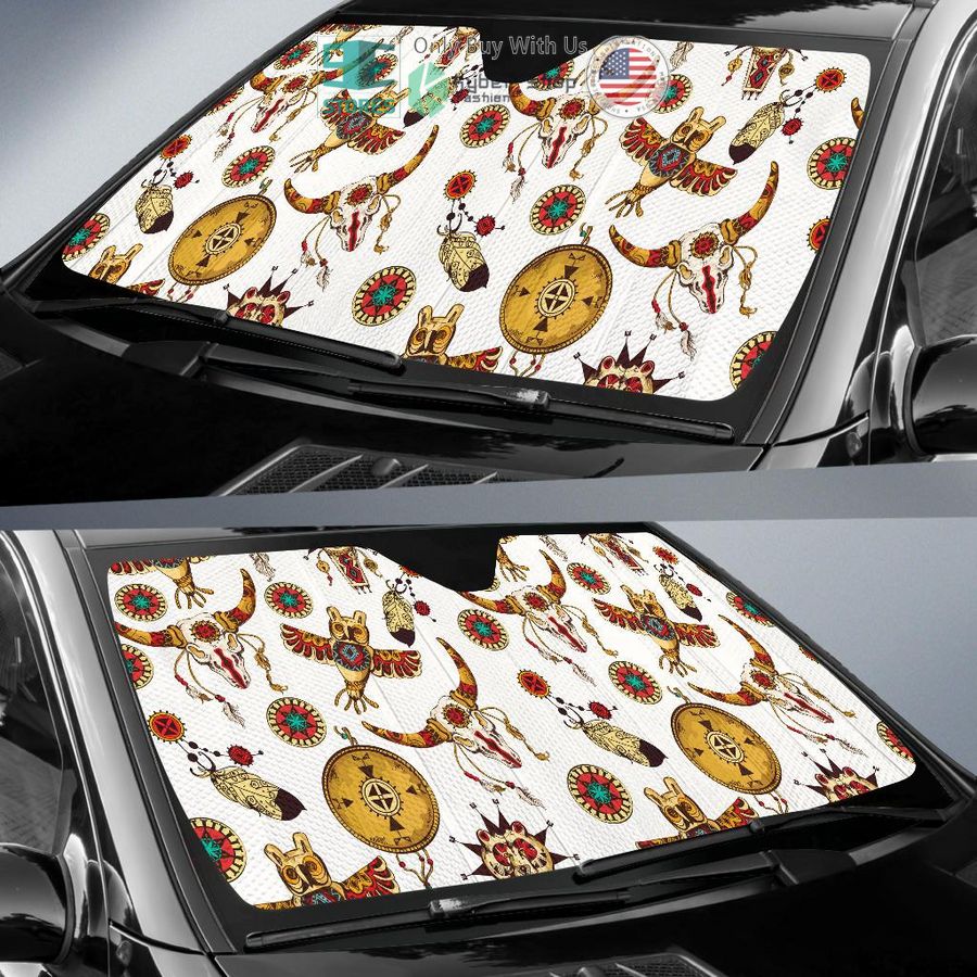 bison owl feather native american car sunshades 2 65553