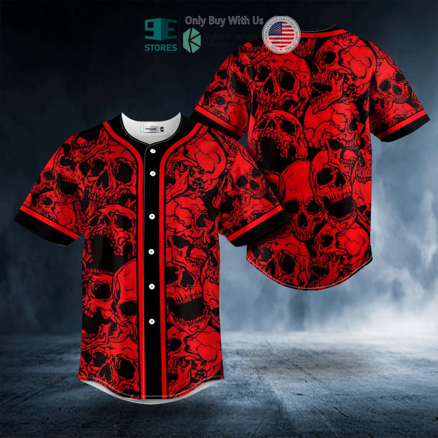 black red scary skull baseball jersey 1 31443