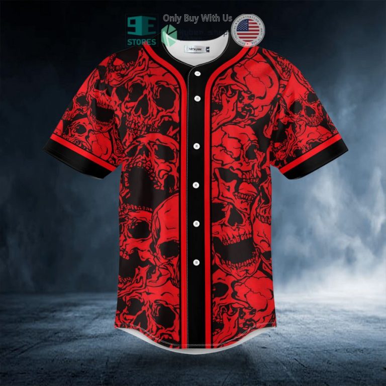 black red scary skull baseball jersey 3 50872