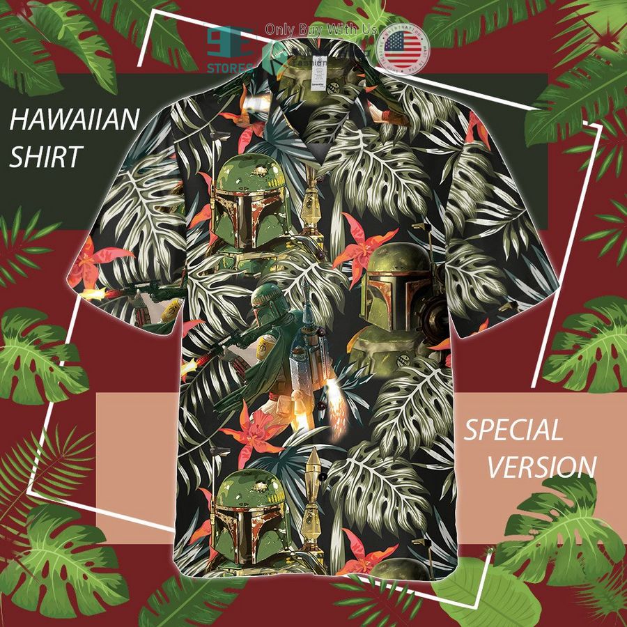 boba fett tropical leaves hawaiian shirt 1 43607