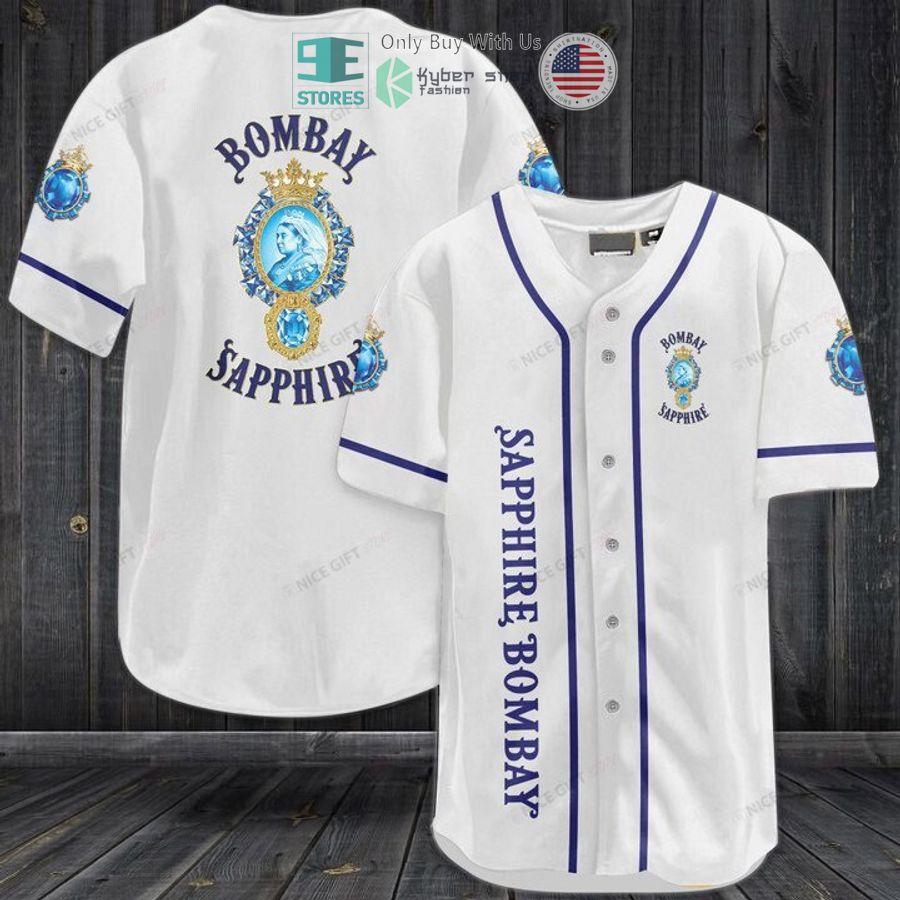 bombay sapphire logo white baseball jersey 1 70989