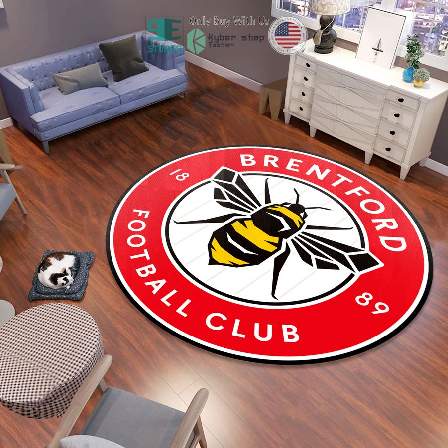 brentford football club logo shaped rug 1 11861