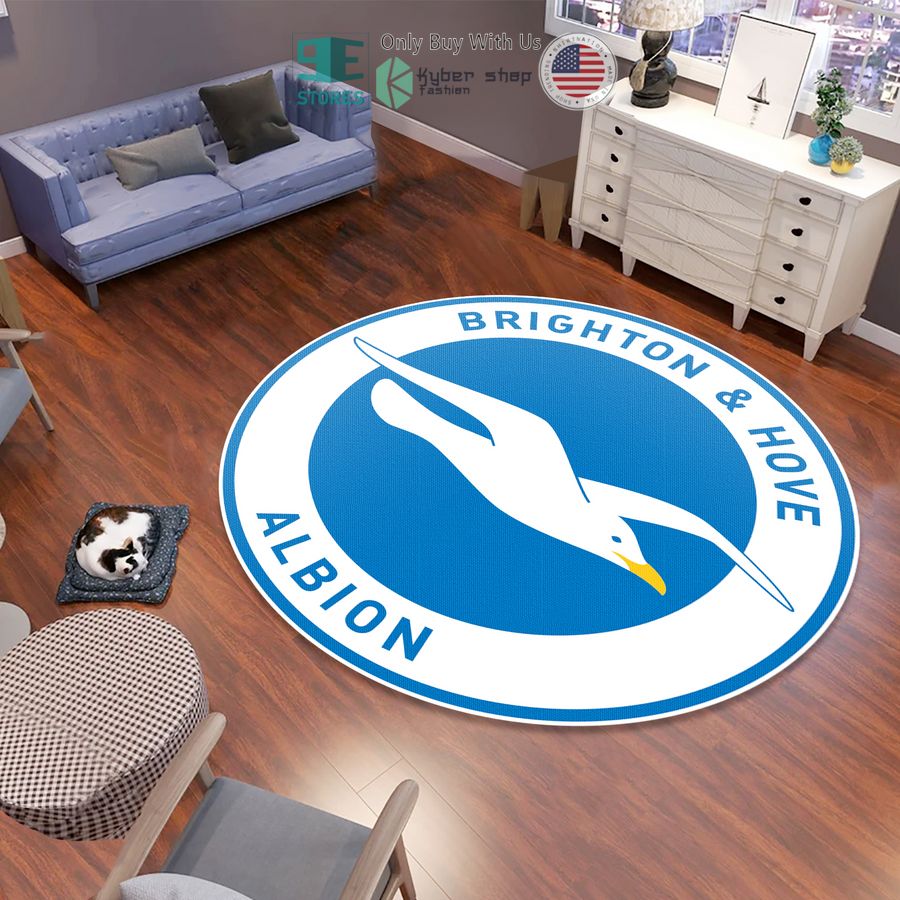 brighton and hove albion logo shaped rug 1 60014