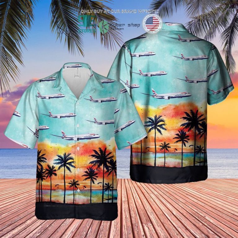 british airways plane blue hawaiian shirt 1 5224