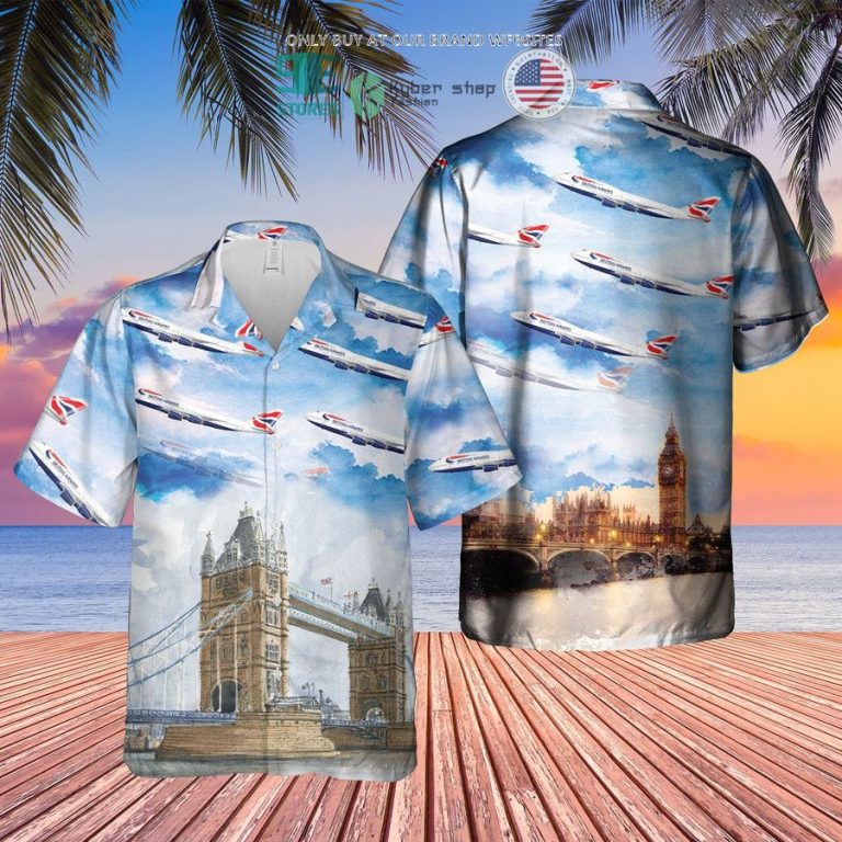 british airways plane hawaiian shirt shorts 3 93301