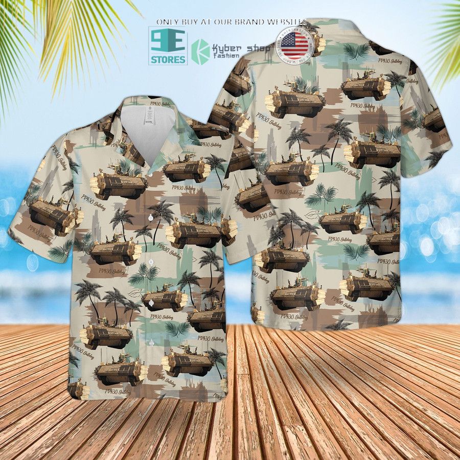 british army bulldog fv430 combat vehicle hawaiian shirt shorts 1 32072