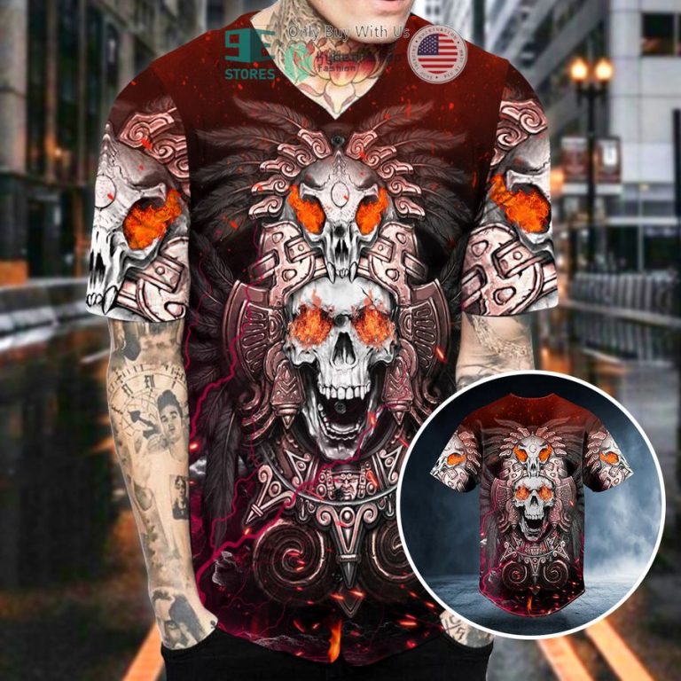 brocade pattern 8 native skull baseball jersey 2 5176