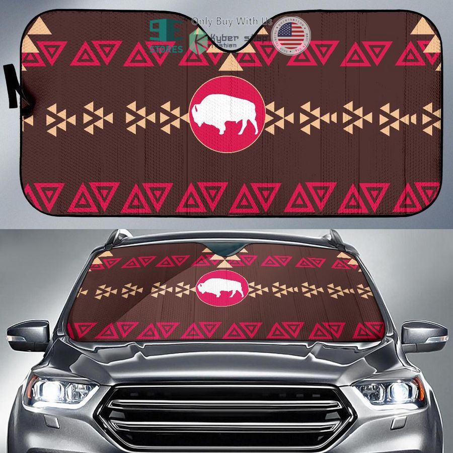 brown bison native american design car sunshades 1 68330