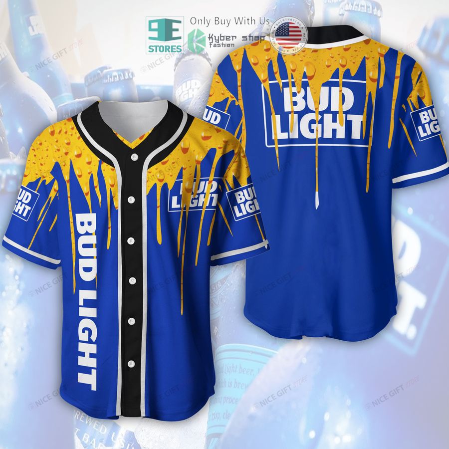 bud light beer blue yellow baseball jersey 1 47259
