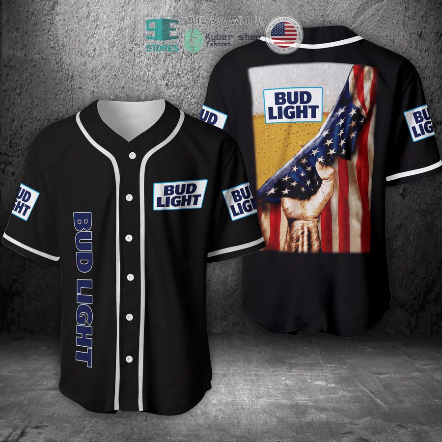 bud light beer united states flag black baseball jersey 1 84753