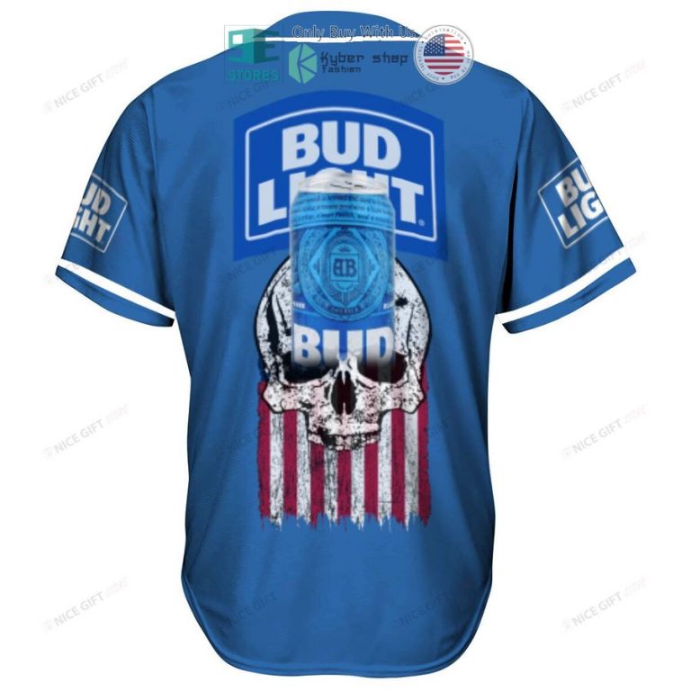 bud light skull united states flag blue baseball jersey 3 68791