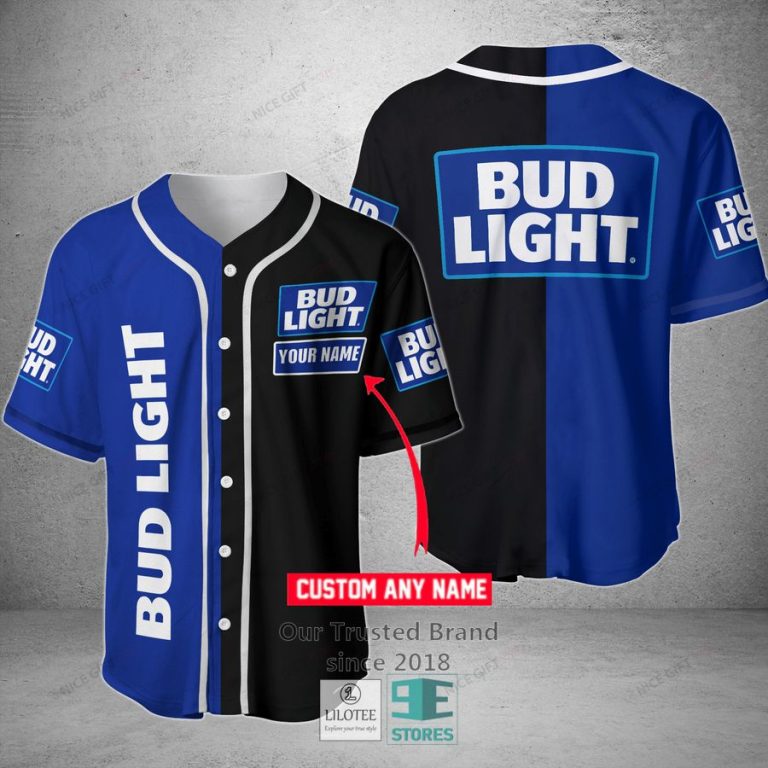 bud light your name black blue baseball jersey 1 90711