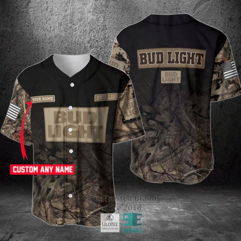 bud light your name hunting baseball jersey 1 75454