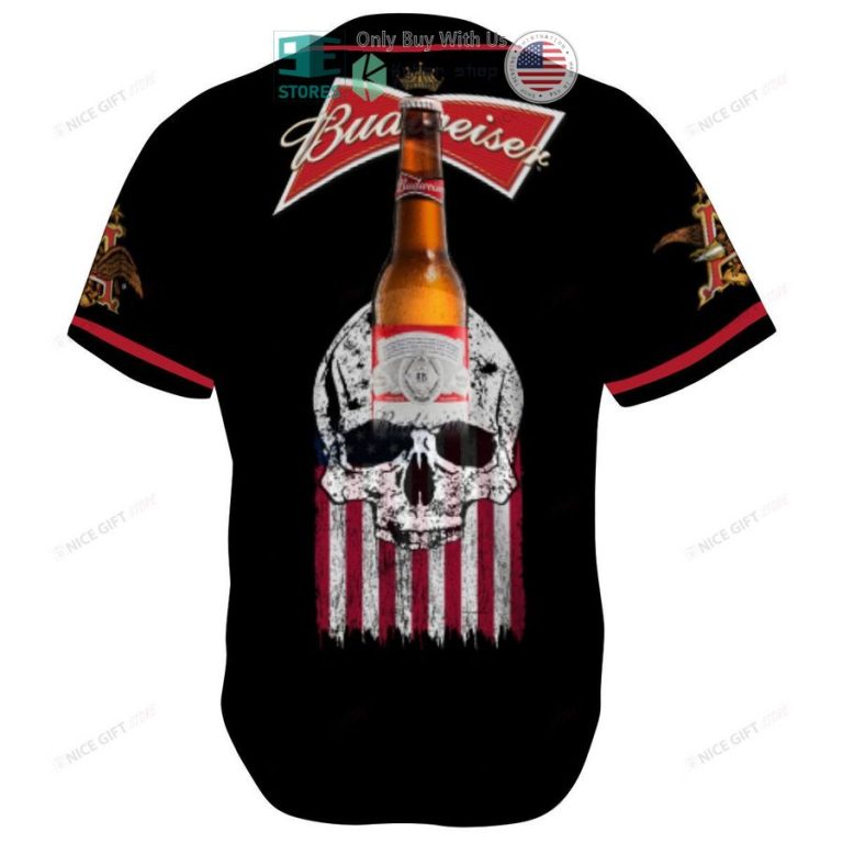 budweiser skull united states flag black baseball jersey 3 9028