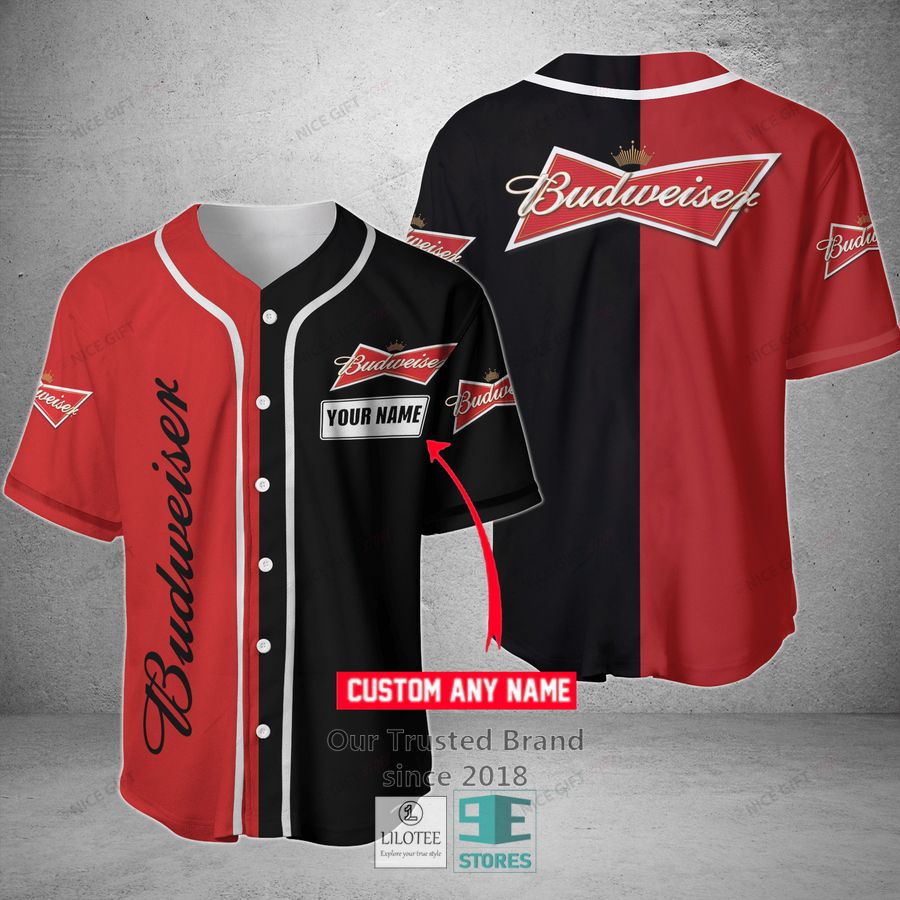 budweiser your name black red baseball jersey 1 71991