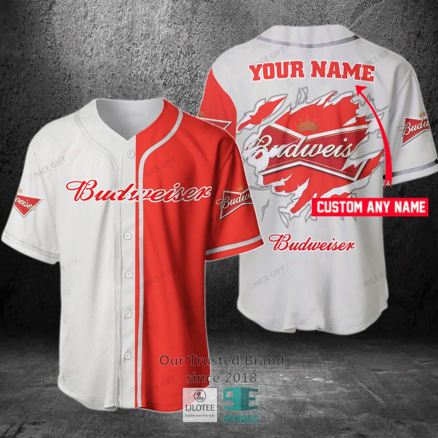 budweiser your name red white baseball jersey 1 36250