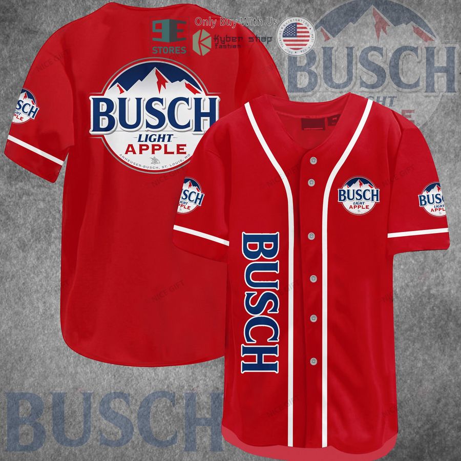 busch light apple logo red baseball jersey 1 88596