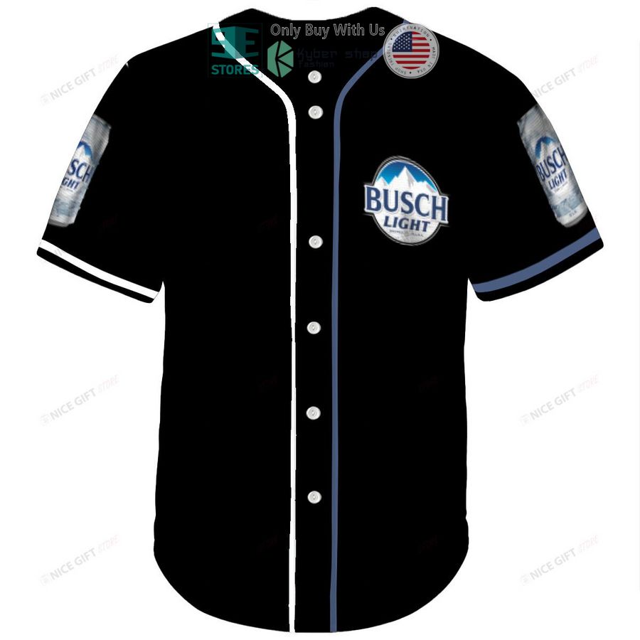busch light skull united states flag black baseball jersey 2 68609