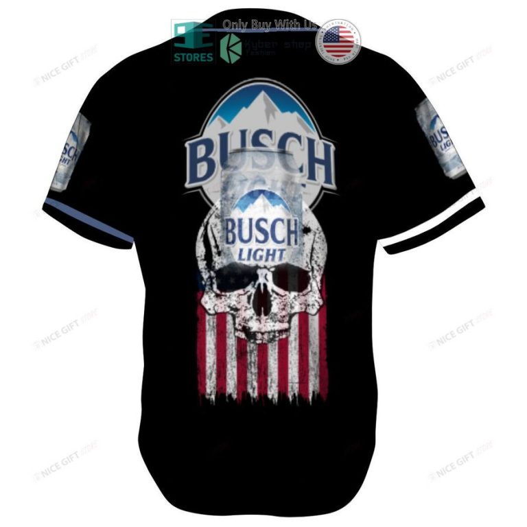 busch light skull united states flag black baseball jersey 3 4655