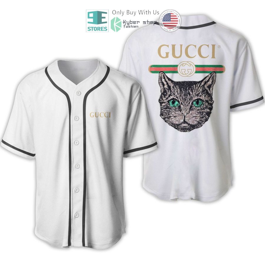 cat gucci white baseball jersey 1 33244