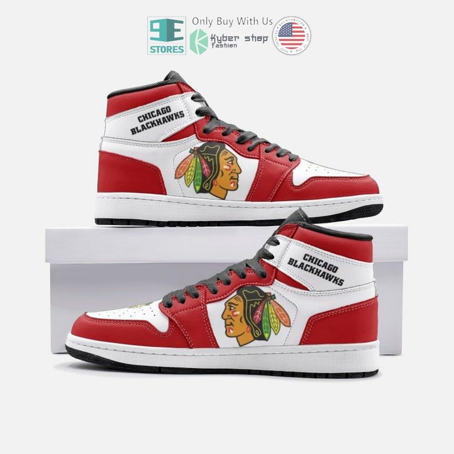 chicago blackhawks logo air jordan high top shoes 1 97853