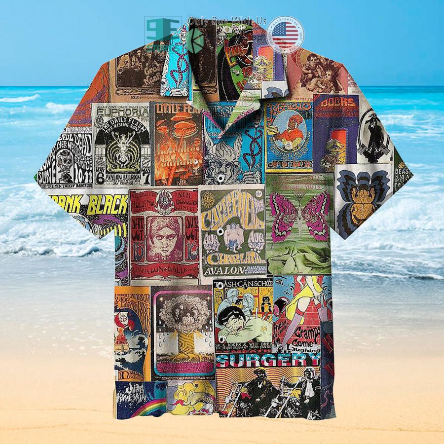 classic rock poster collage hawaiian shirt 1 64992
