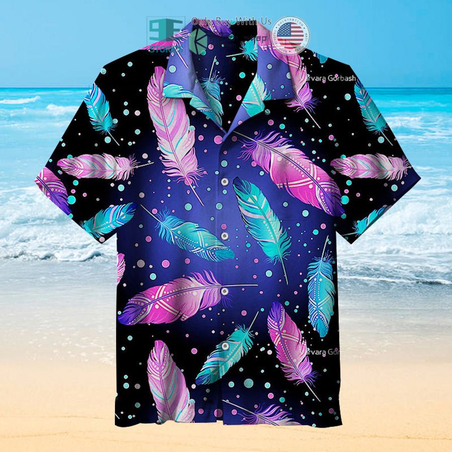 colorful feathers under the stars hawaiian shirt 1 59038