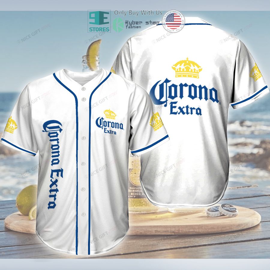 corona extra logo white baseball jersey 1 1686