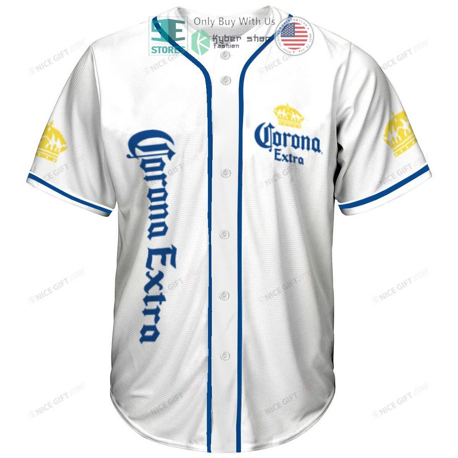 corona extra logo white baseball jersey 2 79353