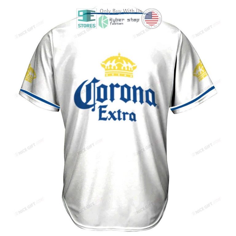 corona extra logo white baseball jersey 3 978