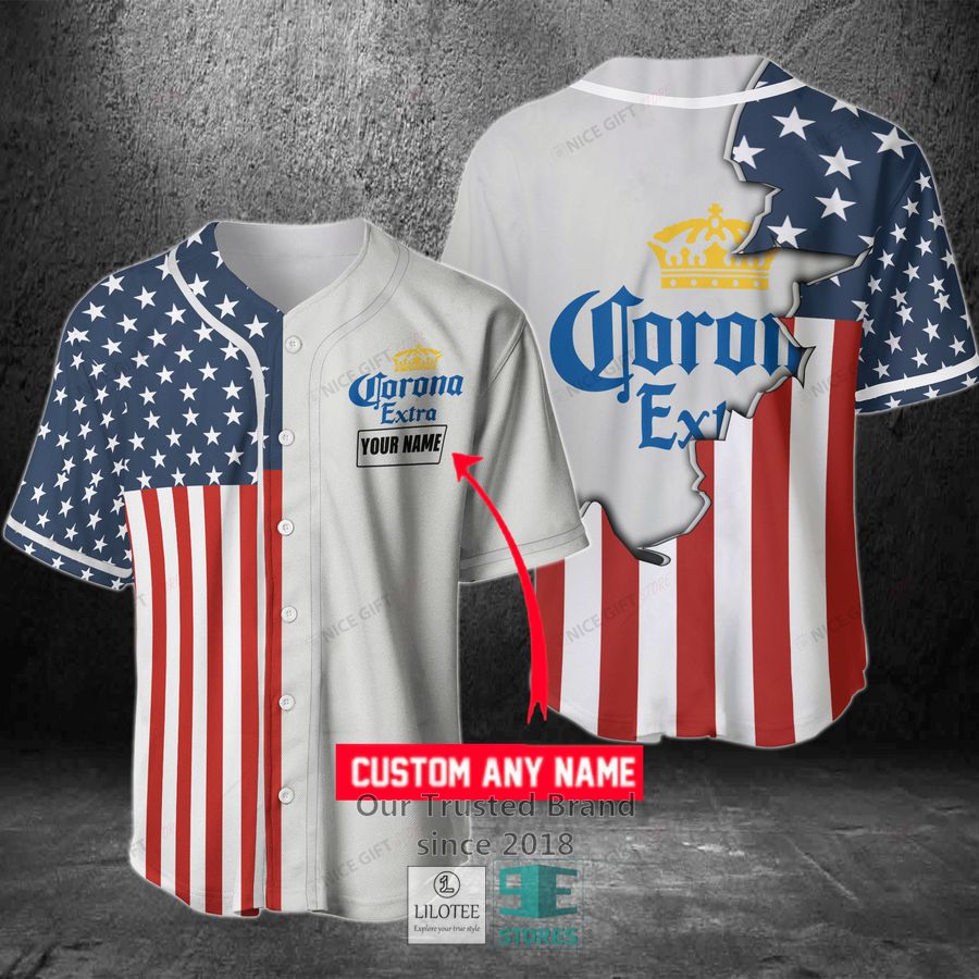 corona extra your name us flag baseball jersey 1 61461