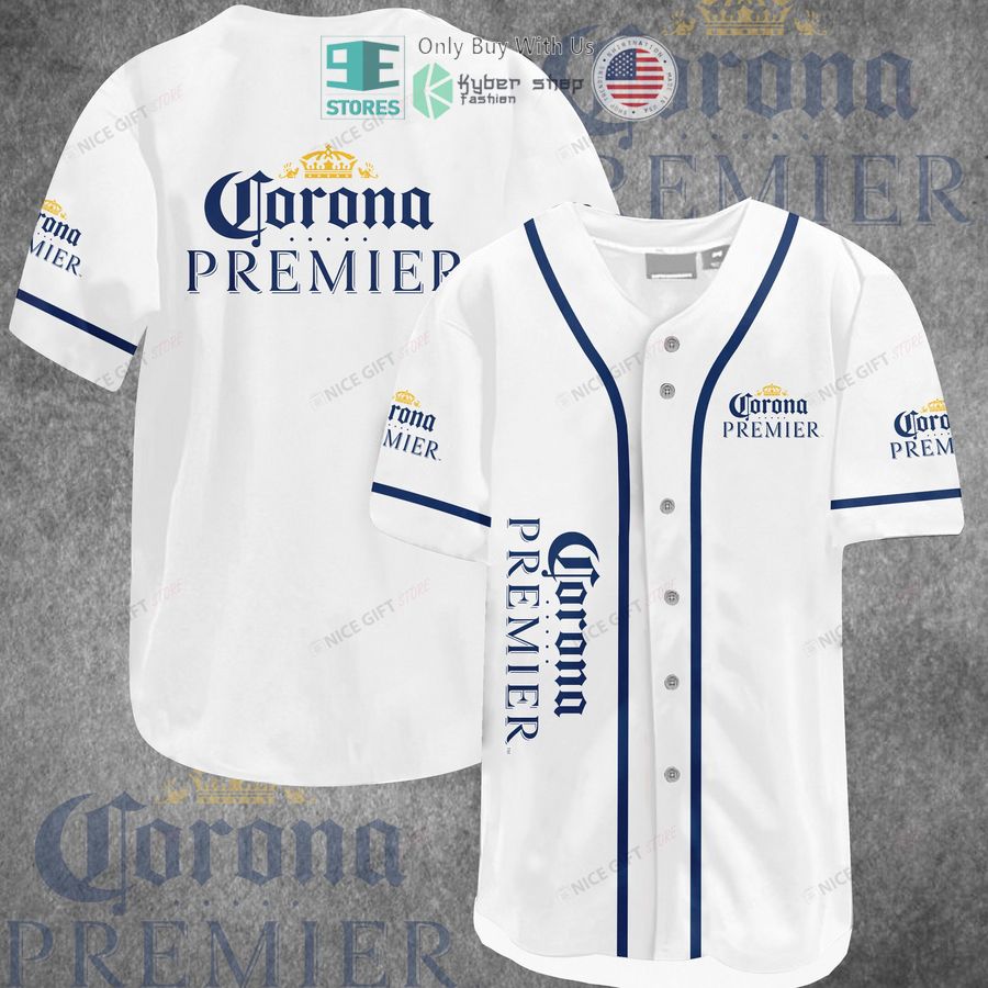 corona premier logo white baseball jersey 1 30519