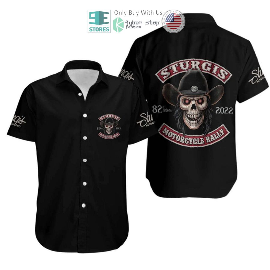 cowboy skull 2022 sturgis motorcycle rally 82nd anniversary hawaiian shirt 1 44486