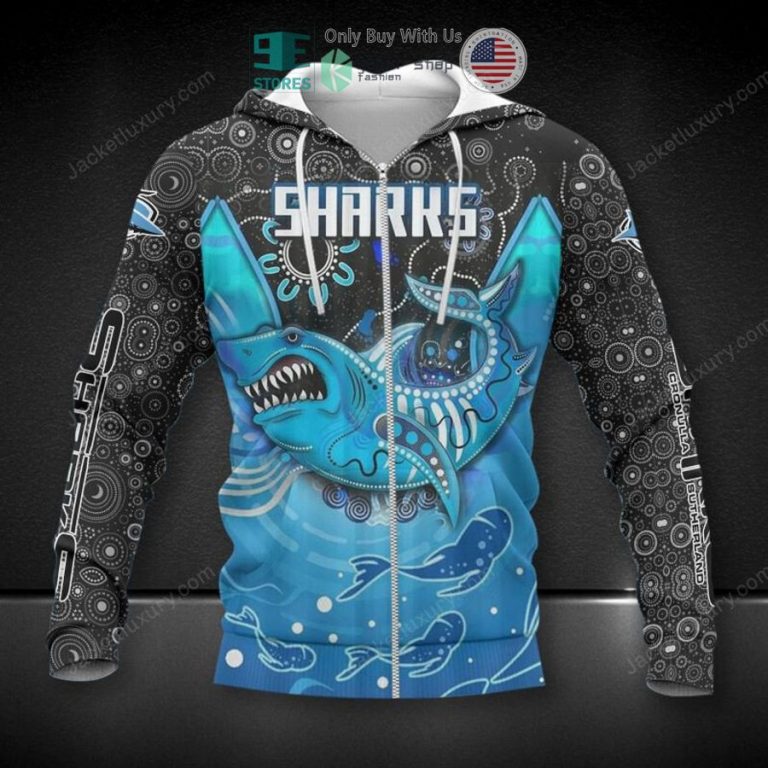 cronulla sharks aboriginal pattern 3d hoodie polo shirt 3 4042