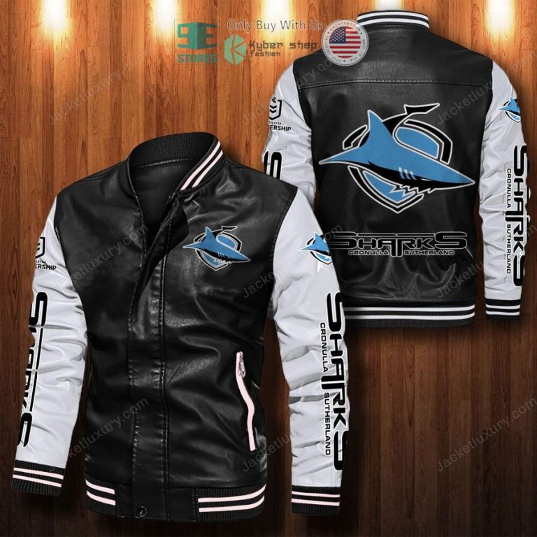 cronulla sharks leather bomber jacket 1 25085