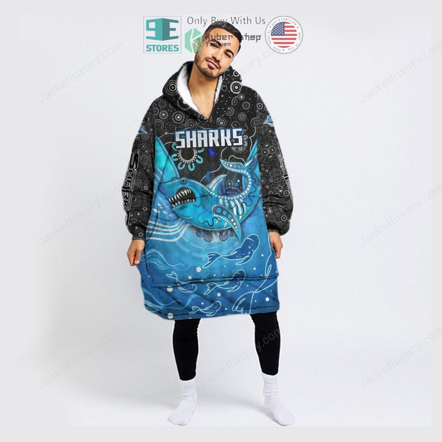 cronulla sharks sherpa hooded blanket 1 46198