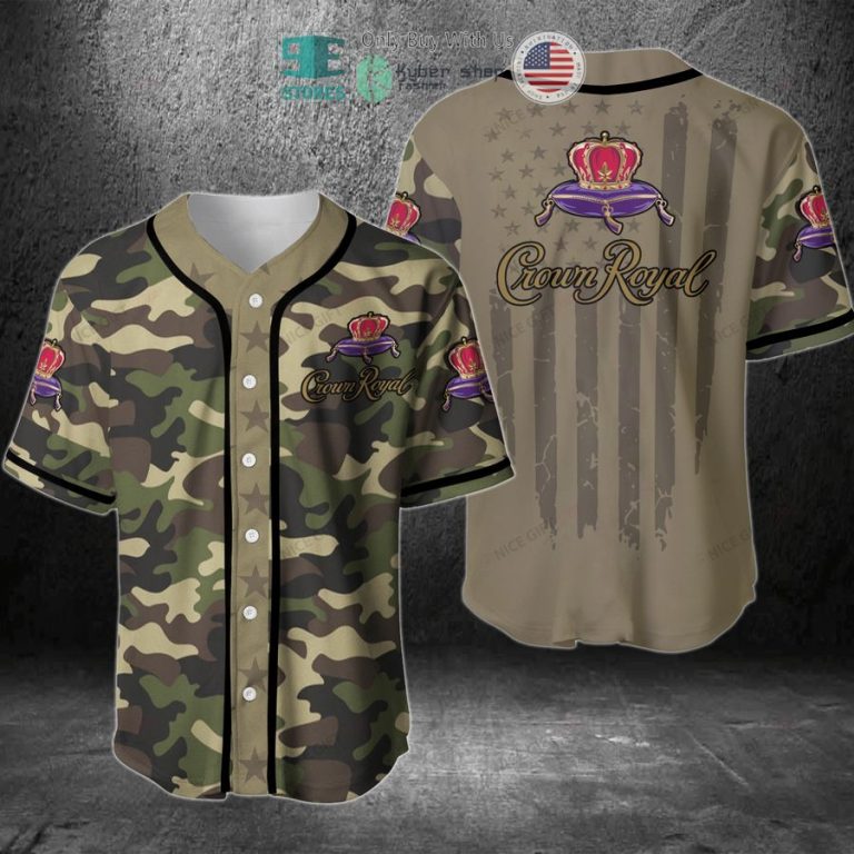 crown royal logo united states flag green camo baseball jersey 1 64446