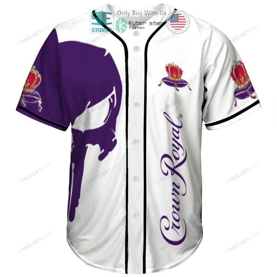 crown royal punisher skull white purple baseball jersey 2 29472