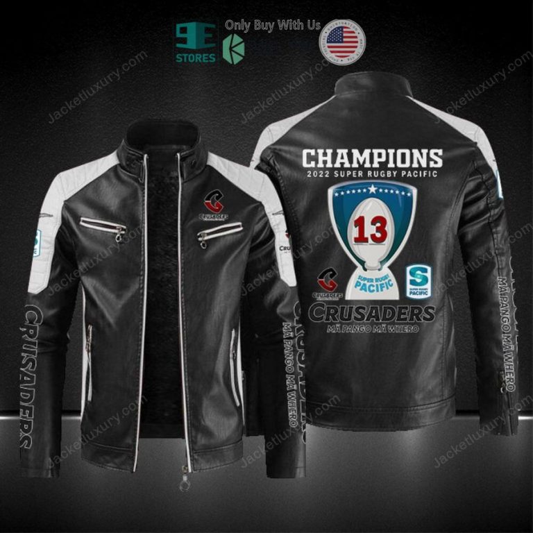 crusaders champions 2022 super rugby pacific block leather jacket 3 84589