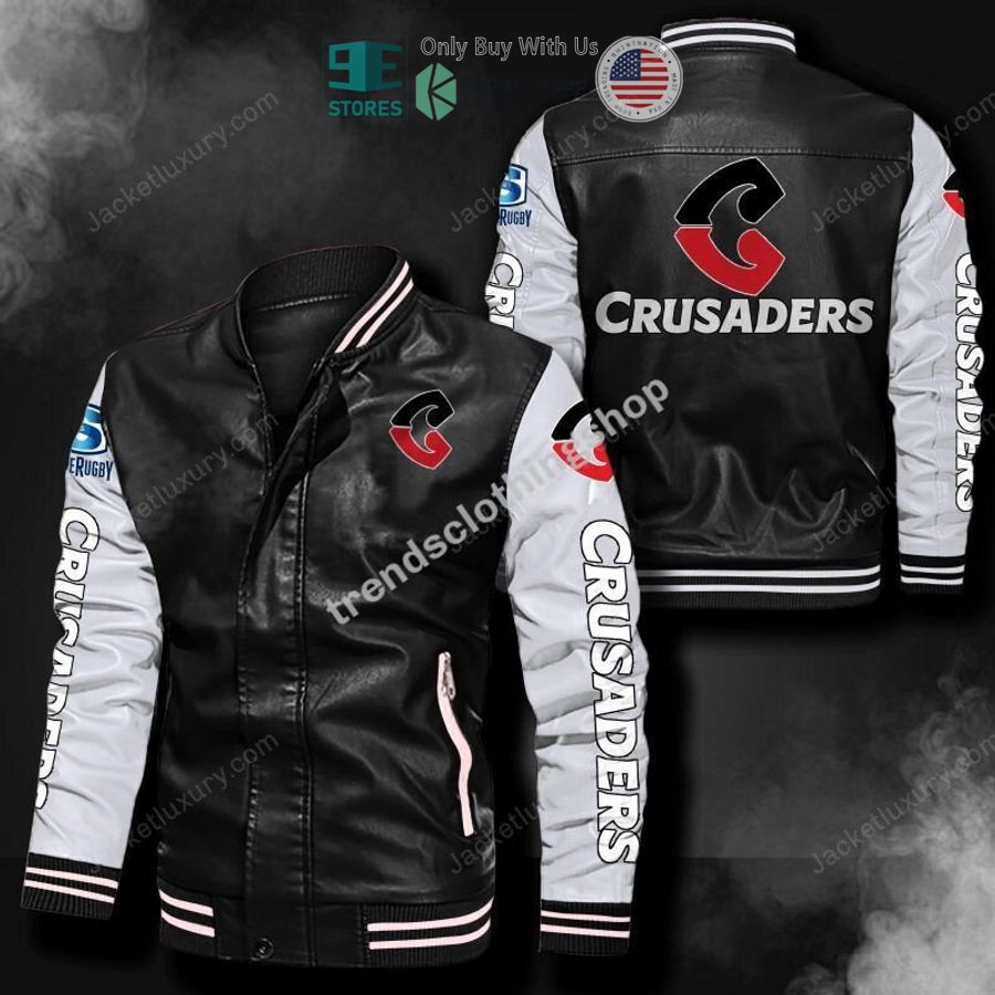 crusaders super rugby logo leather bomber jacket 1 42253