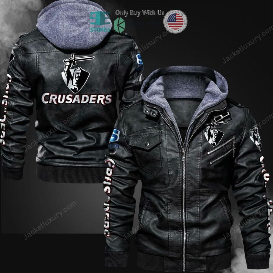 crusaders super rugby logo leather jacket 1 5469