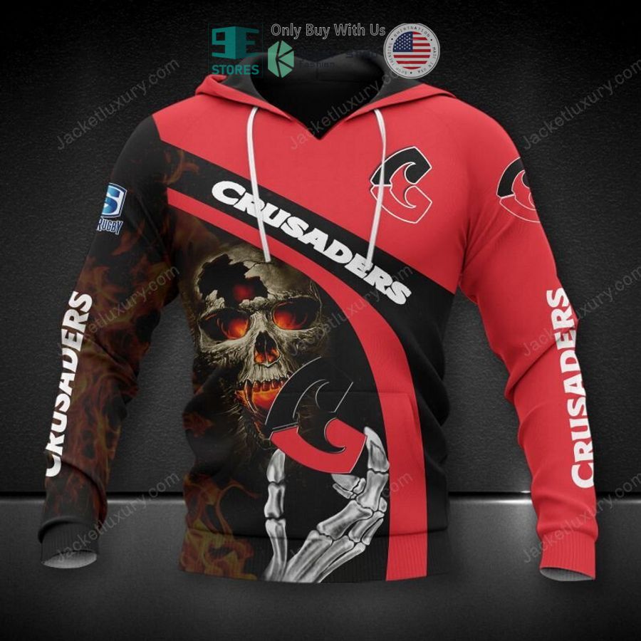 crusaders super rugby skeleton 3d hoodie polo shirt 1 53092