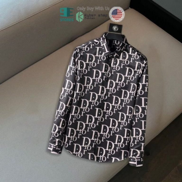 dior black pattern long sleeve button shirt 1 88602